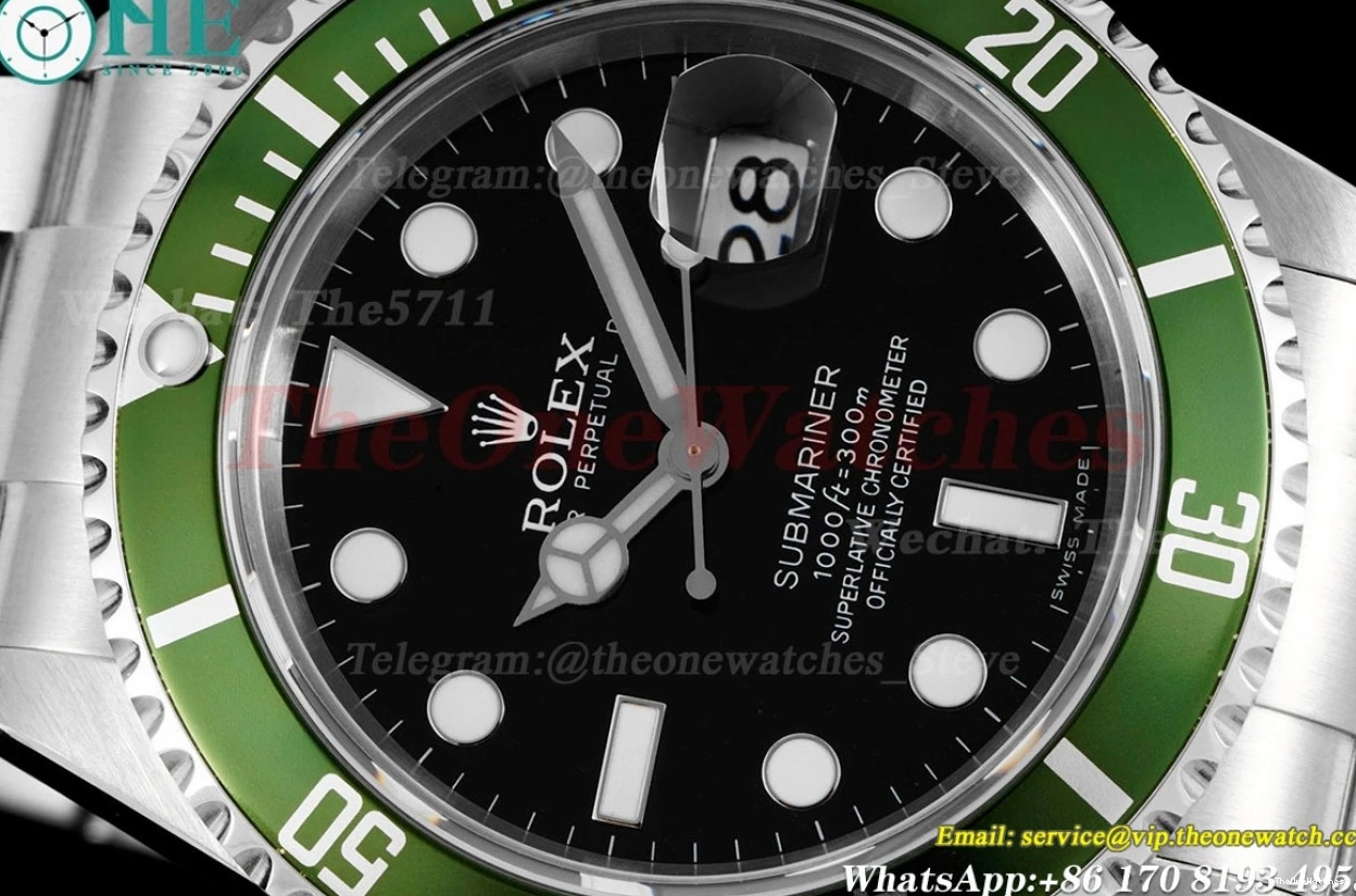SS Green Vintage RAF SA3135 Submariner Kermit 40mm SS 16610LV 0406